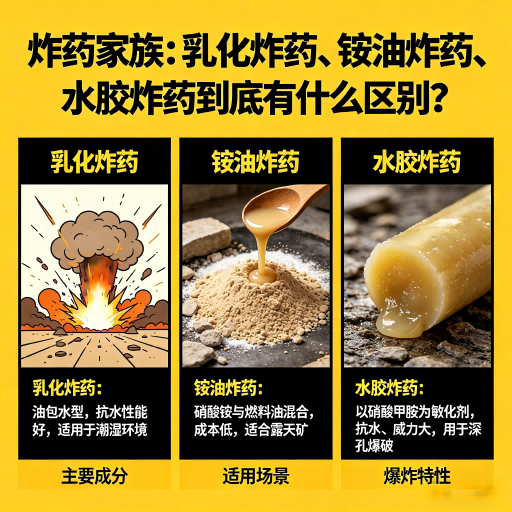 沁水炸药家族：乳化炸药、铵油炸药、水胶炸药到底有什么区别？